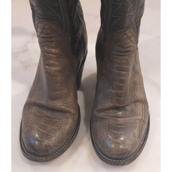 Rare Sanders Gray Ostrich Leg Leather Cowboy Western Boots Women's Size 5B - Picture 3 of 11